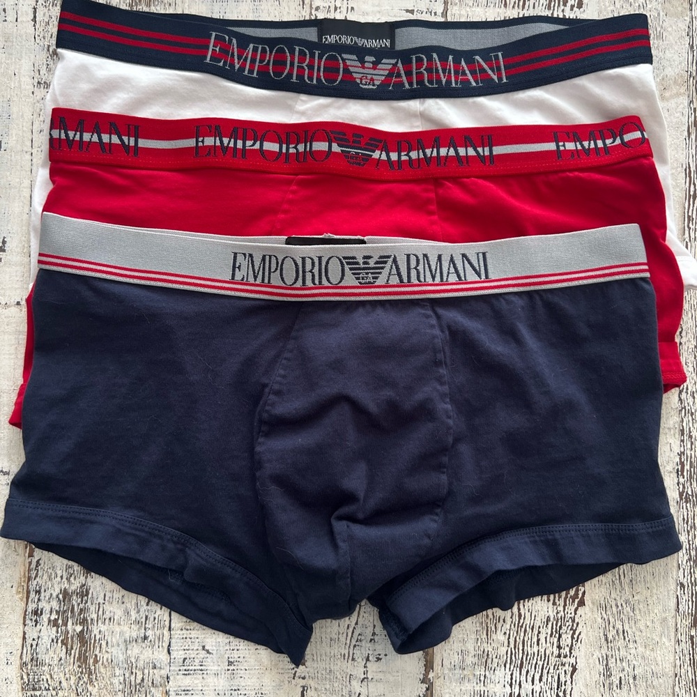 Emporio Armani Boxer Briefs Navy, White and Red Premium Comfort